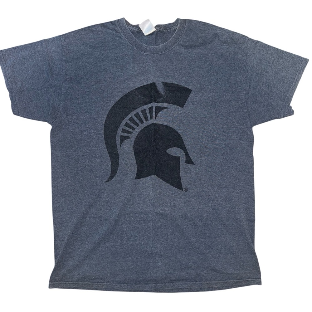 Vintage Cotton MSU Michigan State University Gray Tee-Shirt Spartan Logo - Large